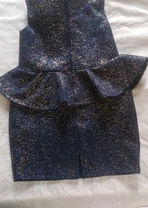 Navy & Gold Peplum Dress