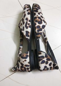 Leopard Print Ankle Strap Sandals By Alley walk