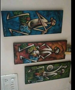 Set of three paintings from Bali (Indonesia)