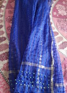 Net Checkered Blue Women Dupatta