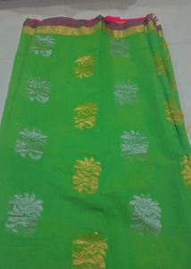 Green &amp; Pink Saree with Blouse