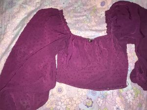 Square Neck Flared Sleeves Crop Top