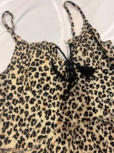 Leopard Print Tiered Mini Dress