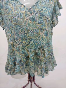 Paisley Ruffle Blouse