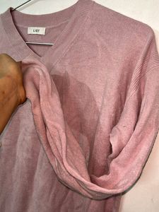 Mauve V-Neck Sweater Dress