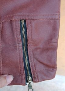 Hermosear Faux Leather Mid Brown Crop Jacket