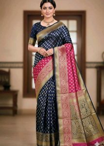 Elegant Silk saree with golden zari border