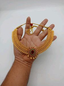 Gold Antique Maroon Green With Ruby Stone Neck