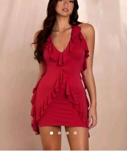 Red Ruffle Mini Dress