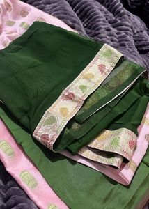 Pink Silk Blend Fabric with Leaf Pattern Suit