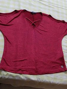 Maroon Cold Shoulder Top