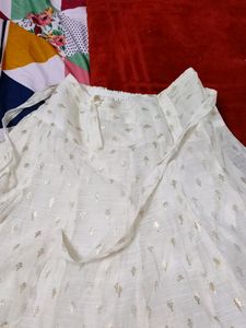 White &amp; Gold Print  Skirt