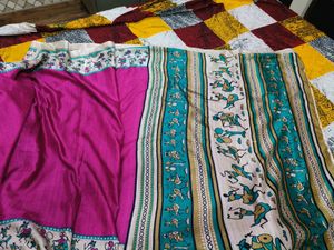 Pink Printed Saree With Beautiful Border
