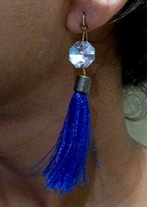 Blue Tassel Drop Earrings