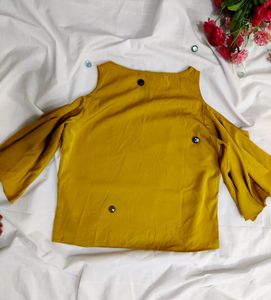 Yellow Cold Shoulder Top