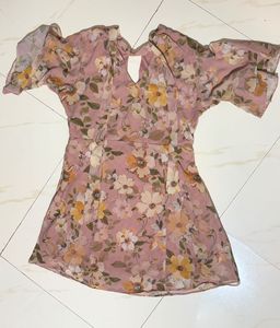 Floral Flutter Sleeve Mini Dress