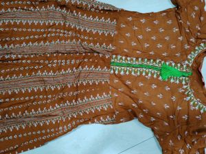 Brown Printed Gown