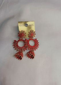 Red Jhumka Earrings