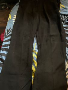 Black High-Waisted Flare Trousers