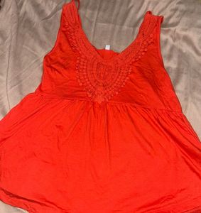 Orange Crochet Tank Top