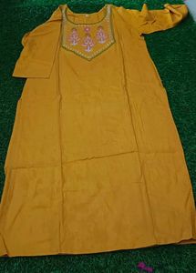Embroidered Mustard Kurti