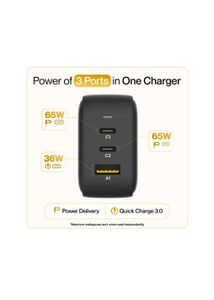 Ambrane GaN charger (RAAP G65, 65W, Black)
