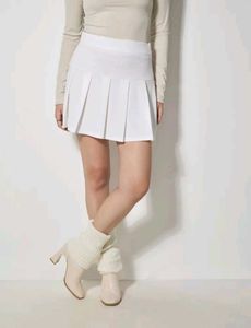 White Pleated Mini Skirt