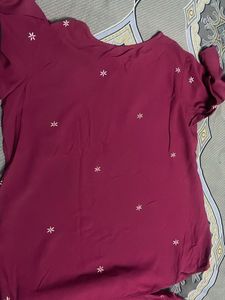 Maroon Embroidered Co Ord Set
