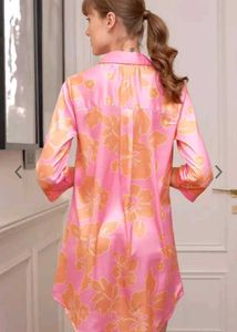Pink Floral Print Button-Down Mini Dress