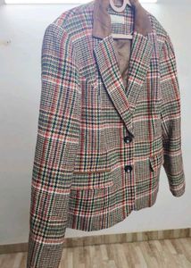 Vintage-Inspired Plaid Blazer with Elbow Patch