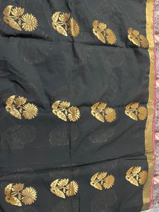 Black With Gold Zari Work Beautiful Saree