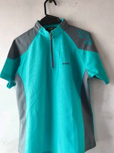 Jade Blue Teal & Gray Athletic Top