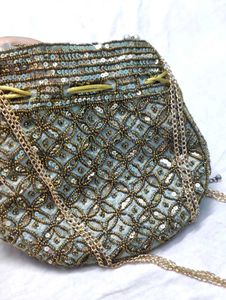 Sequin Beaded Drawstring Pouch