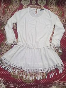 White Top Kurti With Lace