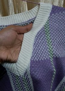 Lavender Checkered Knit Vest