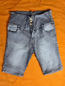 Grey Denim Shorts For Women