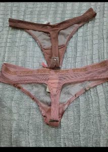 PINK Floral &amp; Velvet Thong Set