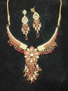 Elegant Red & Gold Jewelry Set