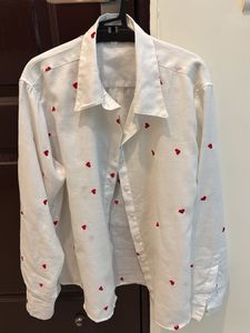 Heart Embroidered White Shirt