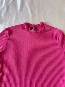 Shein Barbie Pink Ribbed Top