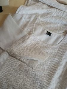 White CHIKANKARI KURTA