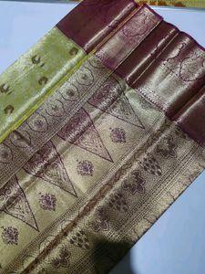Teal Gold  Woven Kanjivaram Silk Saree