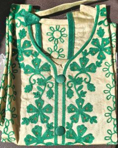 Thread Embroidery Cotton Daily Wear Kurti