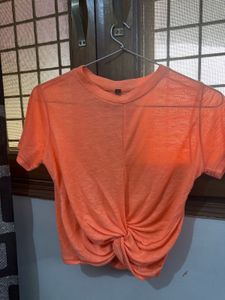Front Wrap Detail Top Beautiful Coral Color