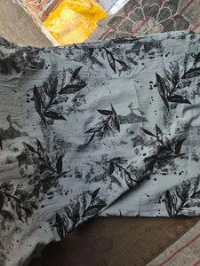 Grey Leaf Print Button-Down Shirt