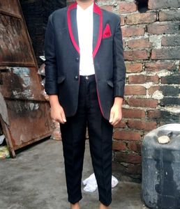 Boys Black Suit with Red Trim
