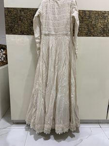 White Chikankari Classic Anarkali Style
