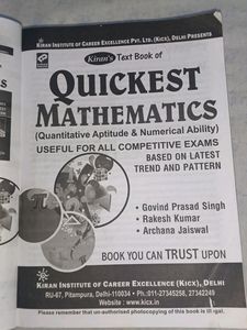 Quickest Mathmatics Kiran Publication SN Prasad