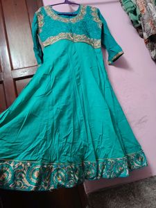 Pure Cotton Embroidery Work Anarkali Kurti & Pant