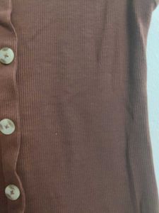 Light, Dark Pink and Brown Ribbed Top,